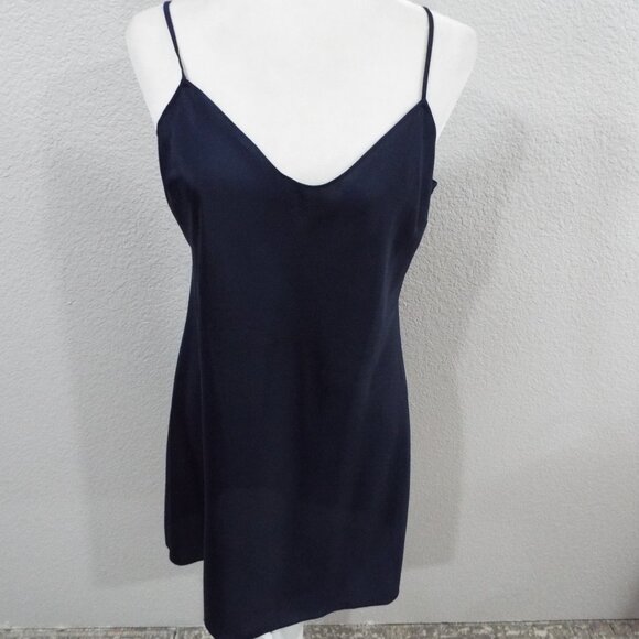 J Crew Navy Mini Navy Satin Slip Dress Adjustable Straps Sweetheart Neck Size 10 - Picture 1 of 10